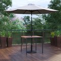 Flash Furniture Faux Teak 35" Patio Table-Gray Umbrella & Base XU-DG-UH8100-UB19BGY-GG